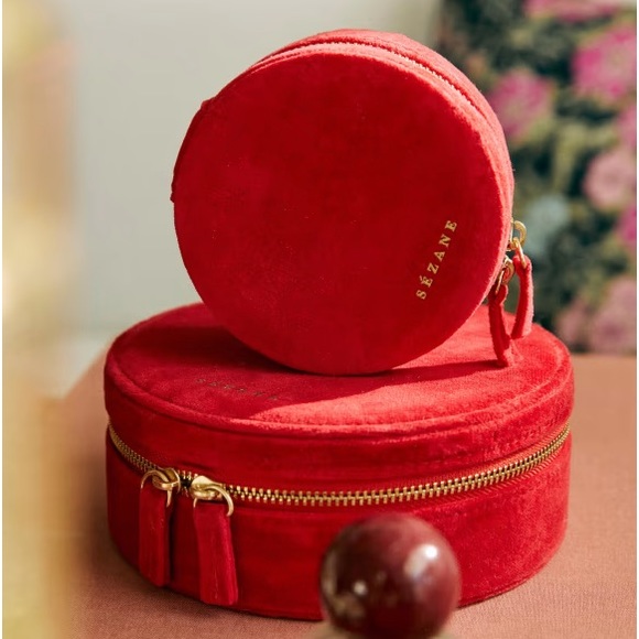 Sezane Jewelry Sezane Floral Jewelry Red Velvet Travel Case Poshmark